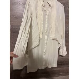 Marchesa Voyage Women Ivory Sz 2 Small Silk Top Blouse Cottagecore Peasant